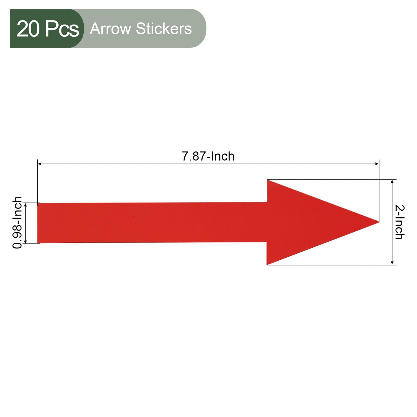 YOKIVE 20 Pack Arrow Sticker, 20x5cm Large Directional Arrow Signs Floor Decals PVC Removable Self Adhesive Waterproof Wall Marking for Floor Signs Road, Red