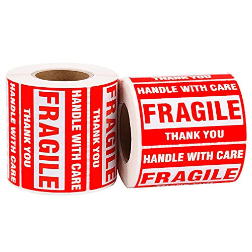2" x 3" Fragile Stickers Handel with Care Warning Labels 500pcs Packing Shipping Labels