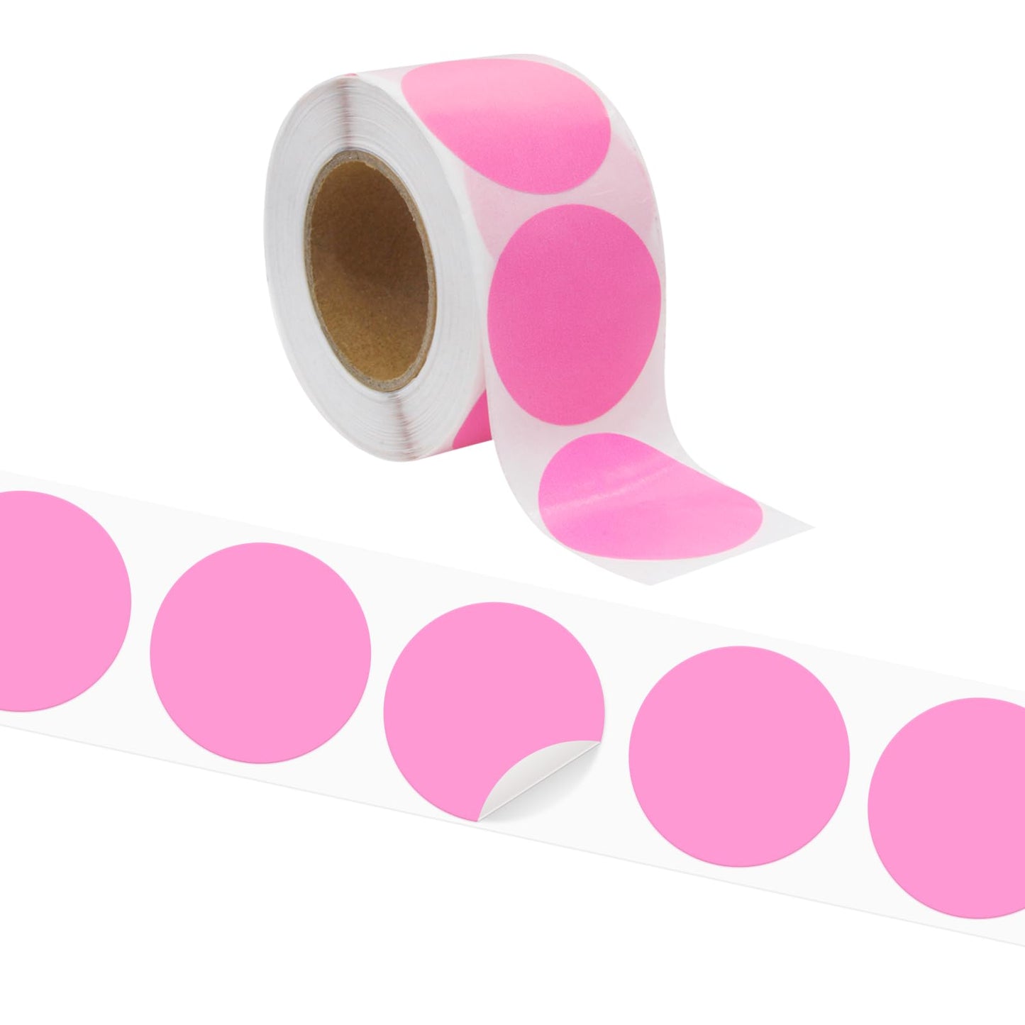 1.5" Direct Thermal Labels, 1.5 "Round Thermal Stickers for Thermal Label Printer, BPA&BPS Free Pink Circle Direct Thermal Perforated Stickers Labels(3 Rolls with 500 Labels per roll)