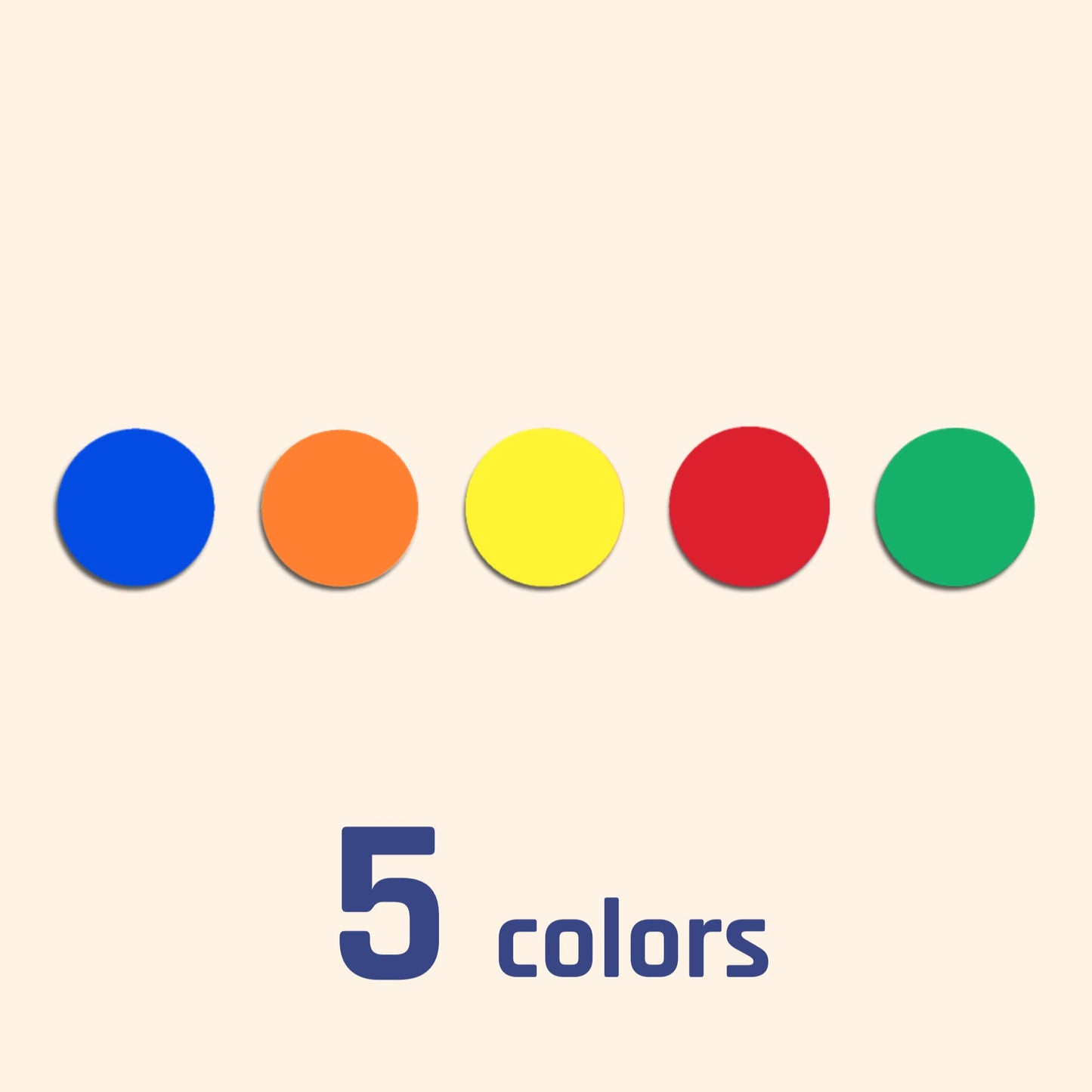 1800 Pack - Colored Shape Stickers Labels, 3/4" - 4 Shapes, 5 Colors