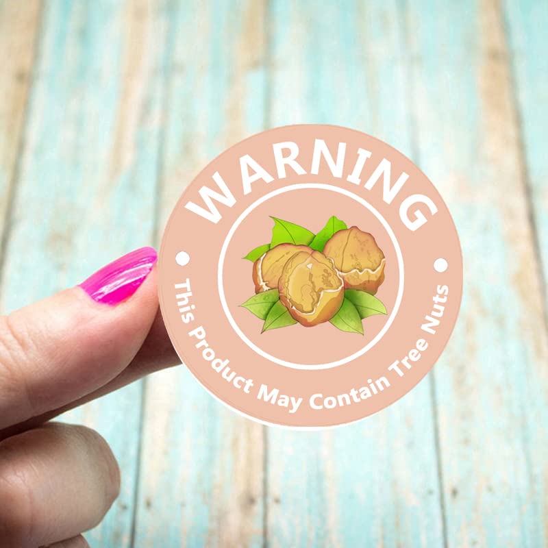 1.5 Inch Contains Nuts Tree Nuts Allergen Labels,Allergy Warning Stickers,Food Advisory Labels for Food Packing,Retail and Restaurants,500 Pcs.