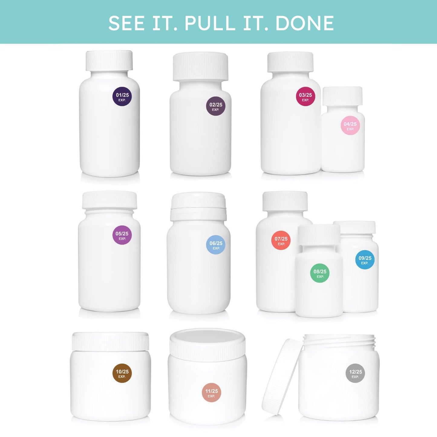 The Organized Pharmacy Expiration Dates Stickers System - See. Pull. Done. 3 Year Supply - 480 Color Coded Pharmacy Inventory, Chemistry & Food Expiration Date Management Labels Stickers (2025) 2025