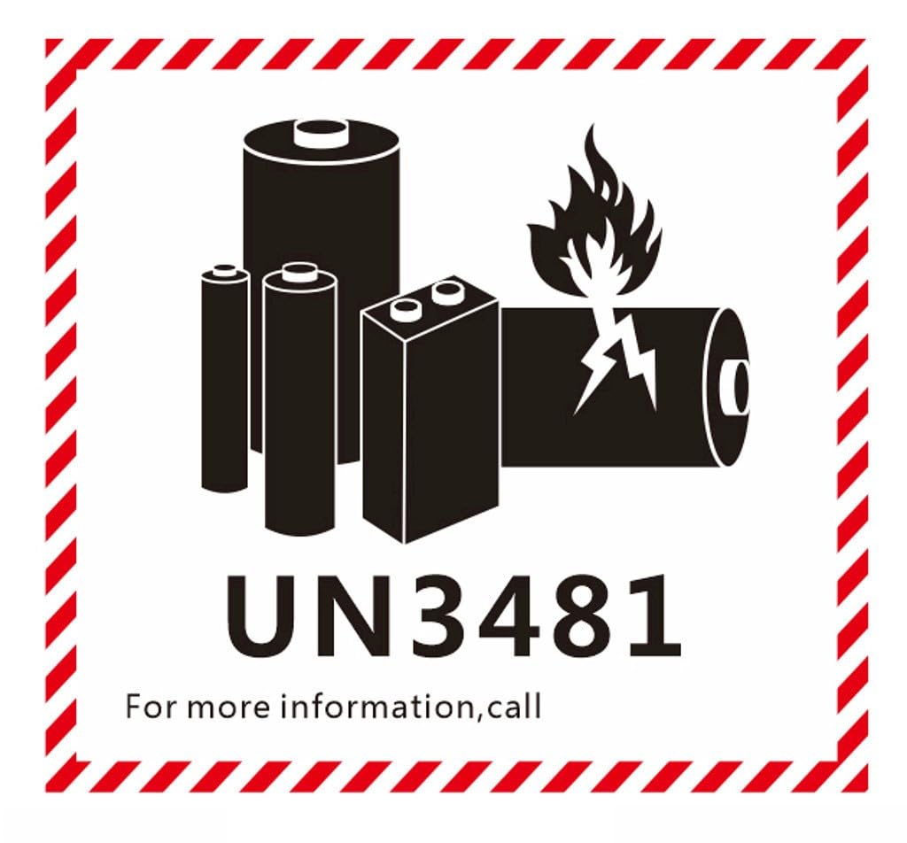 UN 3481 Labels 3.94” x 3.94” Lithium Battery Warning Labels Pack of 500 Adhesive Stickers