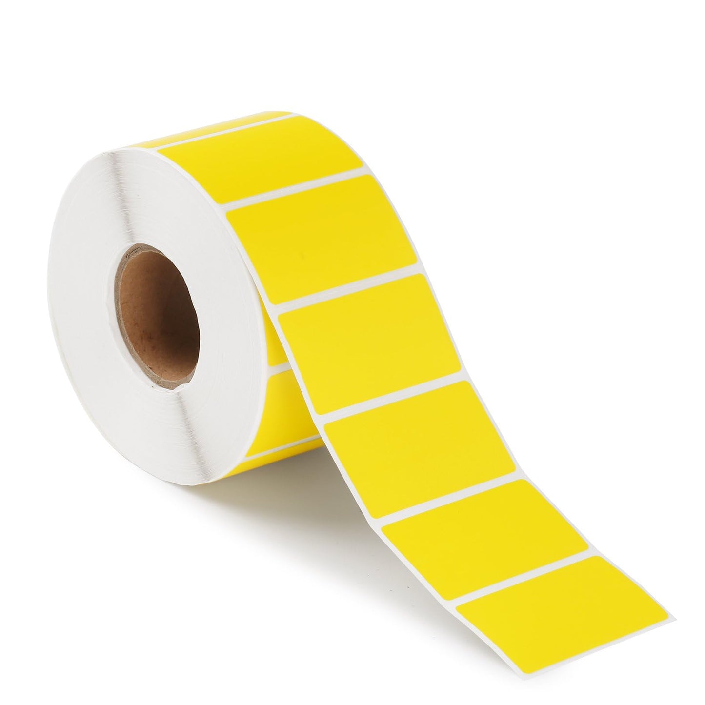 OFFNOVA 2.25" x 1.25" Thermal Direct Labels, Roll of 1500 Stickers Labels for Barcode, Address, with Perforation, Compatible with Rollo, Permanent Adhesive, Yellow 2.25”x1.25”