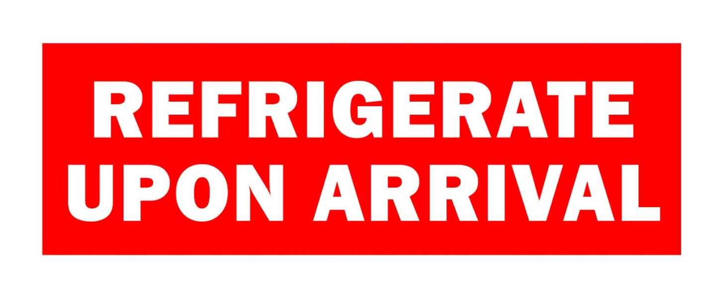 1200 Labels - 1.25 x 4 inch, REFRIGERATE Upon Arrival Labels - Self Adhesive Warning Shipping & Mailing Labels (Red - 4 Rolls)