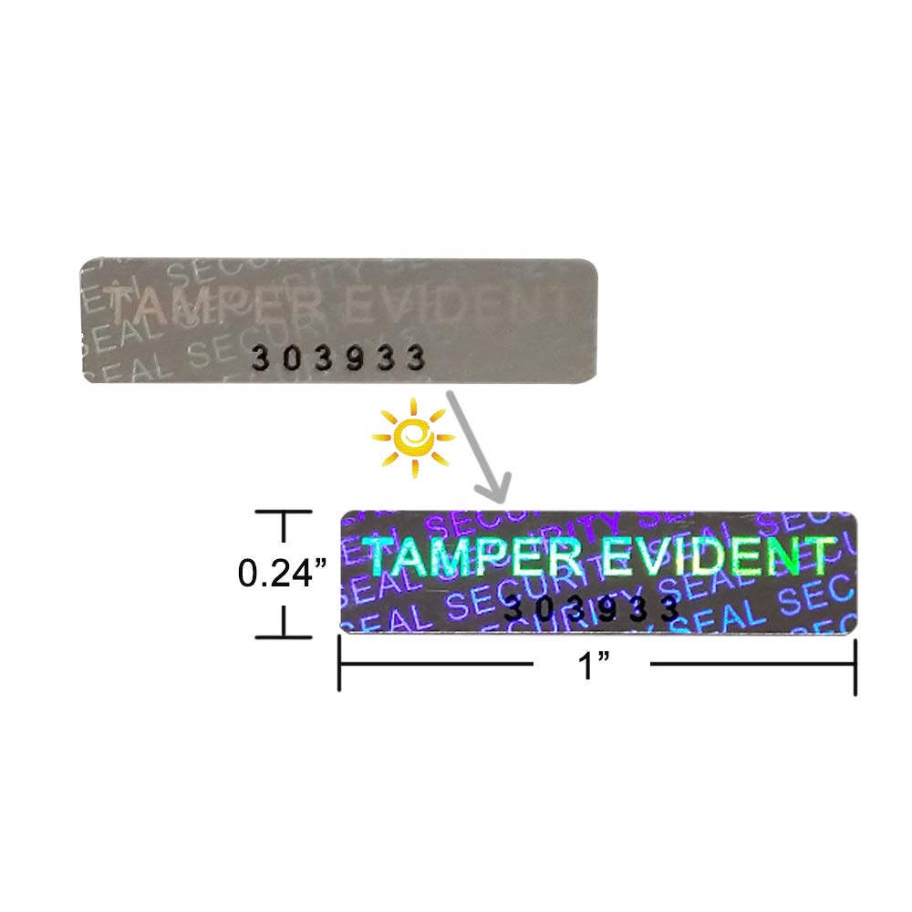 Tamper Evident Stickers Hologram Labels with Unique Sequential Numbers, 1'' x 0.24'' (126) 126