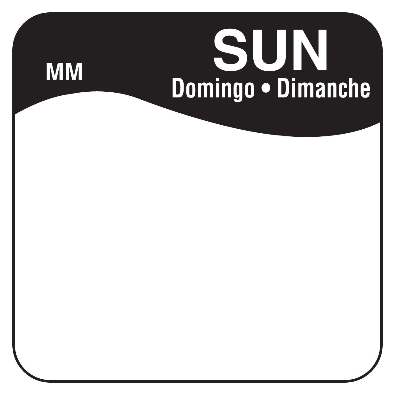 DayMark Safety Systems MoveMark IT110034 Day of The Week Trilingual Removable Label, Sunday, 1" x 1", Black (Roll of 1000) 1" x 1"