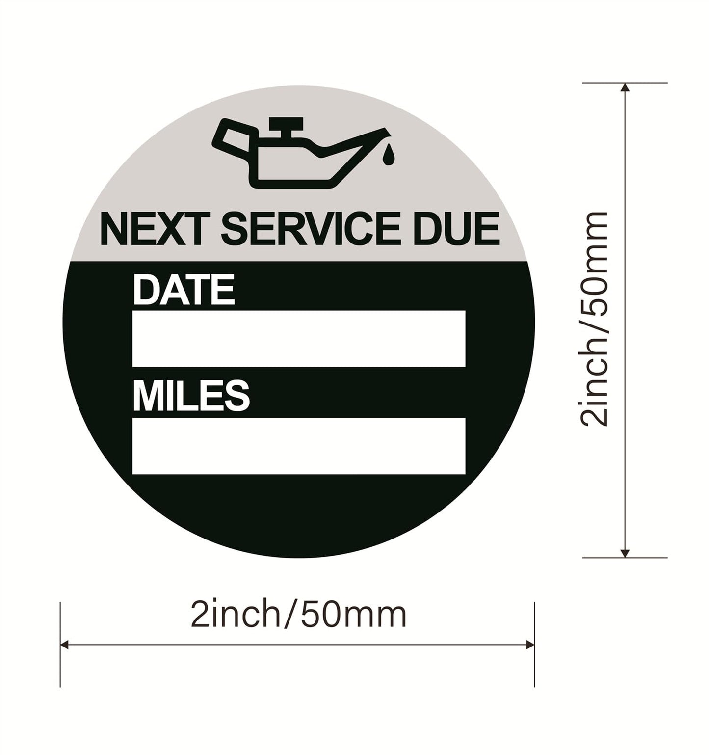 Oil Change Sticker Static Cling,MeshaKippa 2inch 60pcs Round Black Oil Change Sticker Reminder Service Sticker,Static Cling Car Windshield Sticker