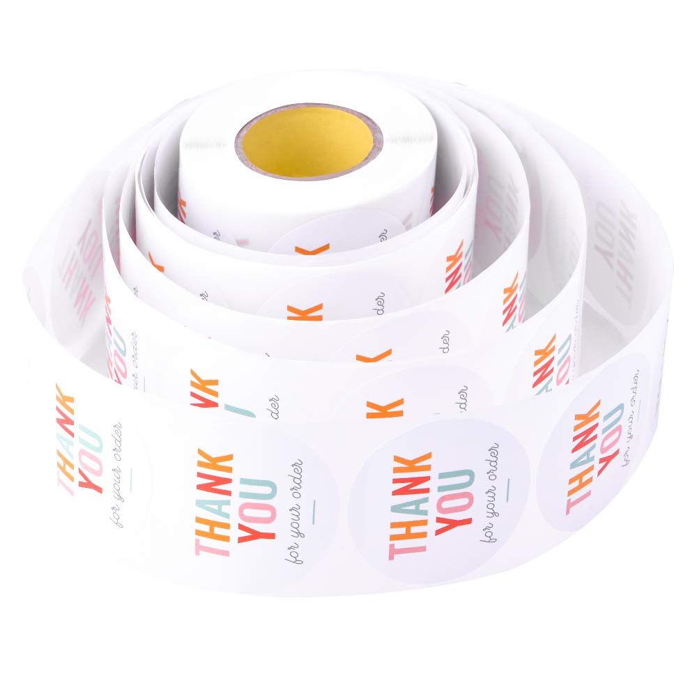 1.5" Natural Brown Kraft Stickers (500 Per Roll) - Multi-Color Business Stickers for Store Owners, Crafts, Organizing, Jar and Canning Labels