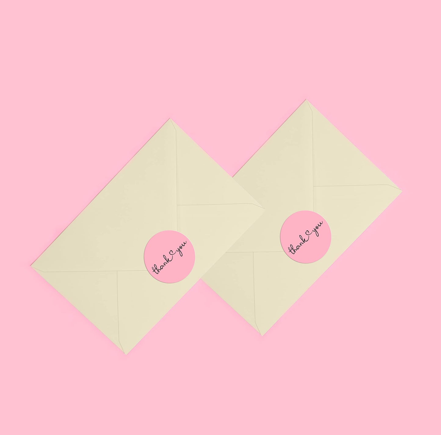 CLEVER SIGNS Thank You Stickers | 1.5 inch Pink Stickers | Dispenser Box | Unique Design Roll | Great for Wedding Favors, Birthday, Baby Shower, Mailing