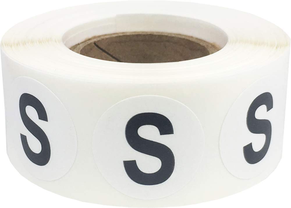 Letter S Inventory Labels .75 Inch Round Circle Dots 500 Adhesive Stickers