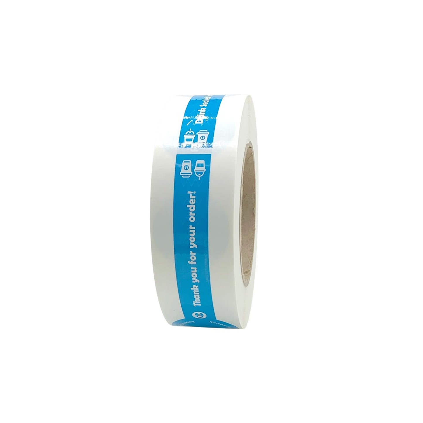Tamper Evident Drink, Food Safety Seals, Blue, Generic Text, Roll of 250 Labels, Perfect for to Go Cups and Containers, Food Secure Stickers
