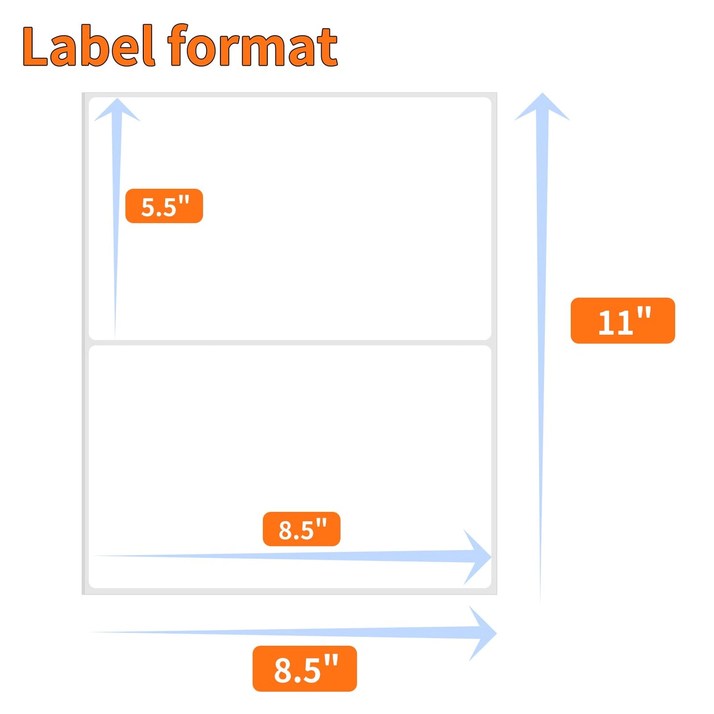 White Shipping Labels, 5.5" x 8.5", 25 Sheets (50 Labels), Matte Finish, Paper Material, 25 Count 5.5"x 8.5"(2-up)
