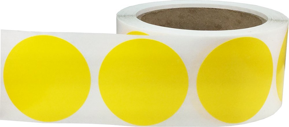 Yellow Color Coding Labels for Organizing Inventory 2 Inch Round Circle Dots 500 Total Adhesive Stickers On A Roll