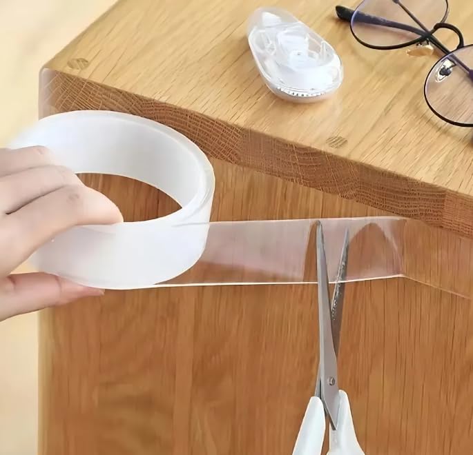 Heavy Duty Double Sided Mounting Tape - 10ft Clear Removable Adhesive Strips for Wall Pictures Decor - Damage Free Reusable Nano Technology