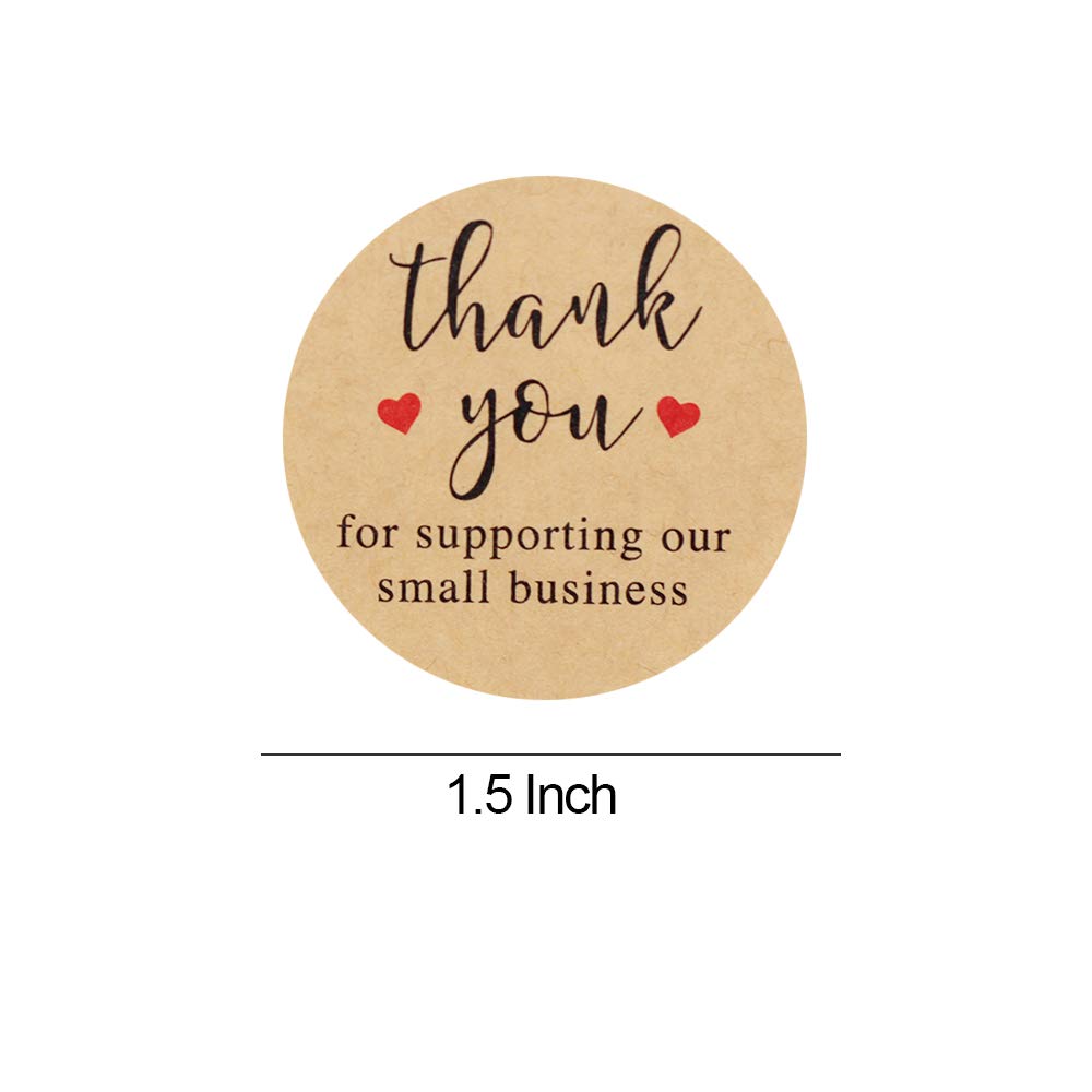 YOGET 1.5'' Thank You for Supporting Our Small Business, Kraft Paper Thank You Stickers, 500 Labels Per Roll Our business