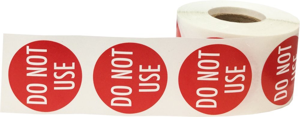 Red with White DO NOT USE Stickers, 1.5 Inches Round, 500 Labels on a Roll