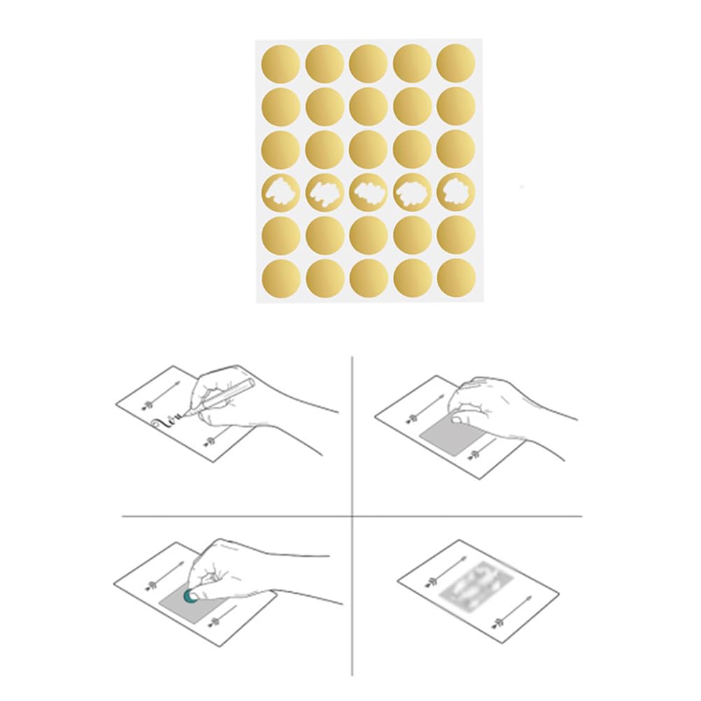 150 Pcs Scratch Off Stickers Self Adhesive Scratch Off Labels Lottery Ticket Stickers Scratch Card Labels Peel Stick Stickers for DIY Raffle Card Gold