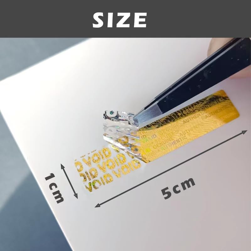 2x0.4inch Holographic Warranty Void Labels, Tamper Proof Evident Sticker, Genuine Authentic Security Seal(320,Gold Gold1-320pcs