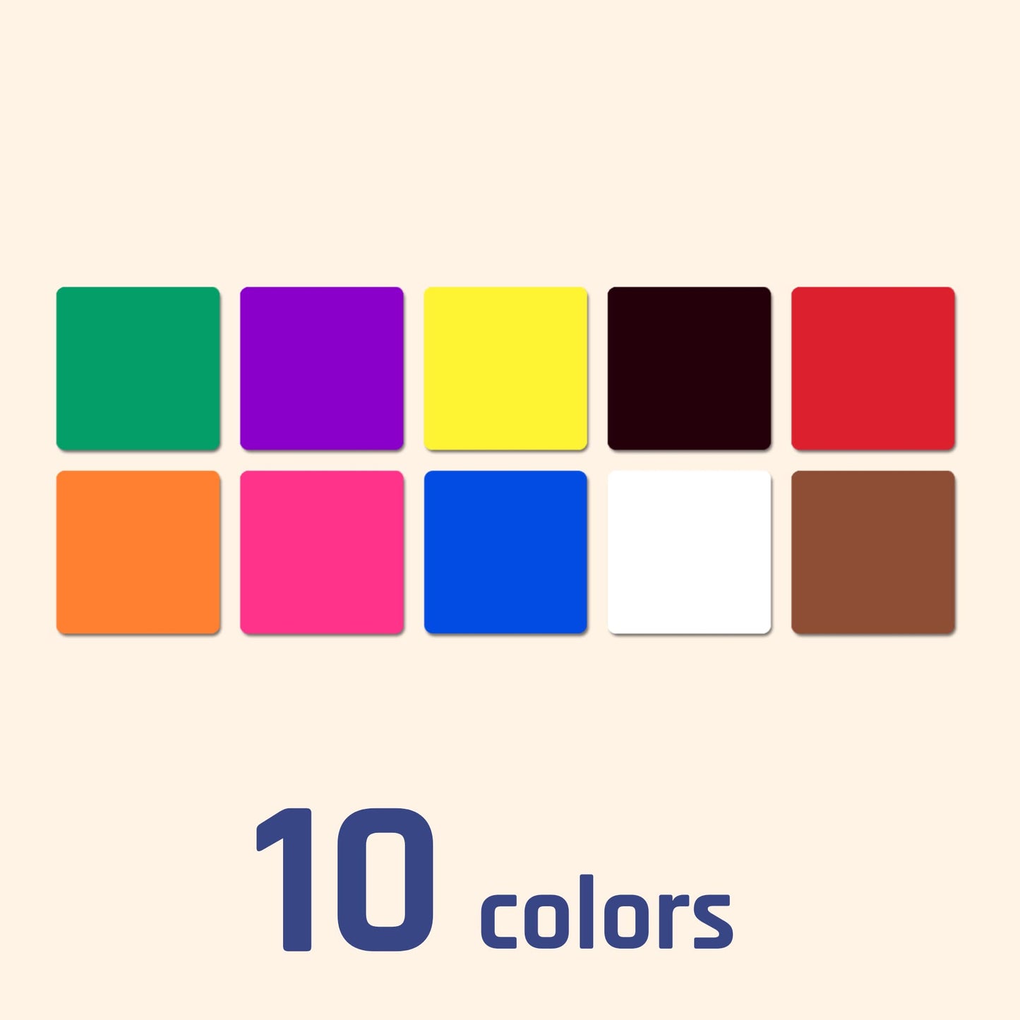 1200 Pieces, 1 inch - Colored Square Shape Stickers Labels - 10 Colors