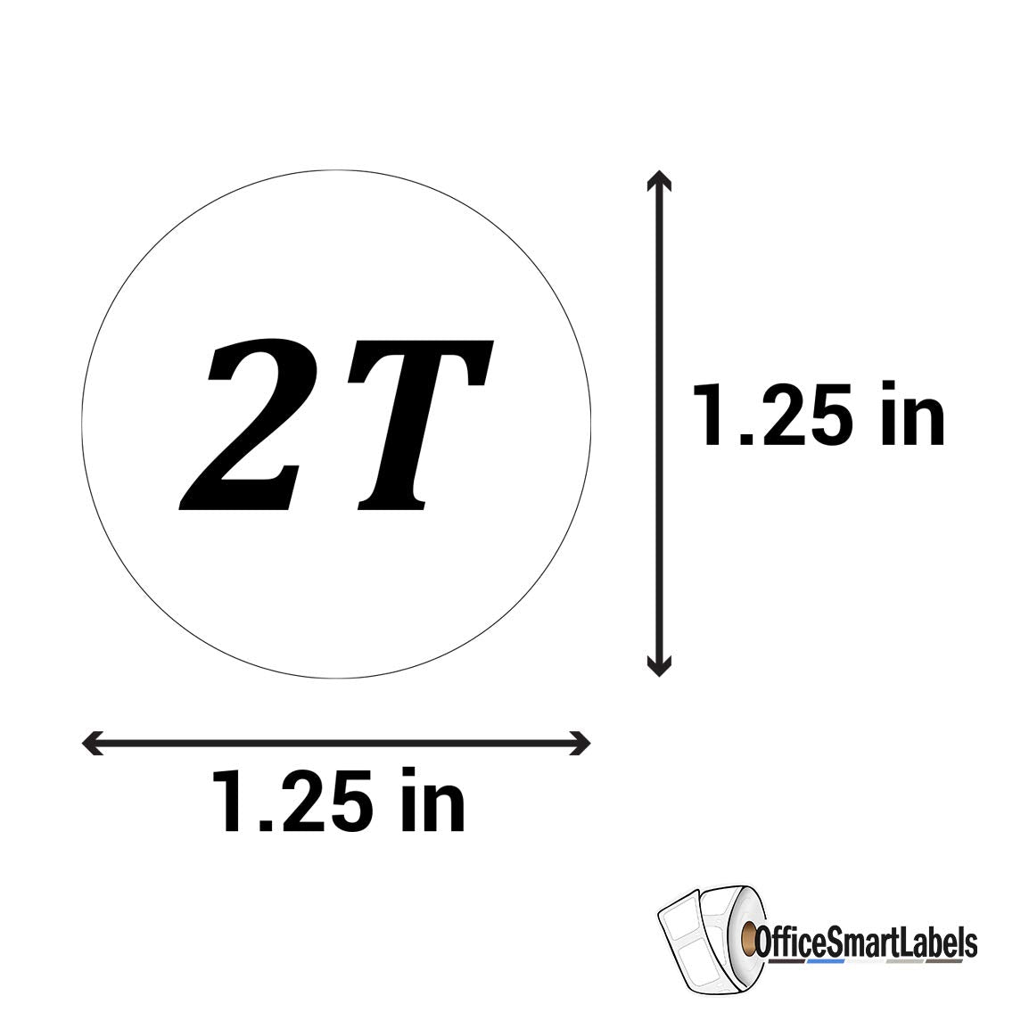 Toddler Clothing Size Stickers White - 1.25" Round Circle, (2T, 3T, 4T, 5T) Baby Retail Clothing Size Labels Stickers for Apparel Store Supplies, Fabric Safe - 4 Rolls, 1200 Count 2t 3t 4t 5t - White
