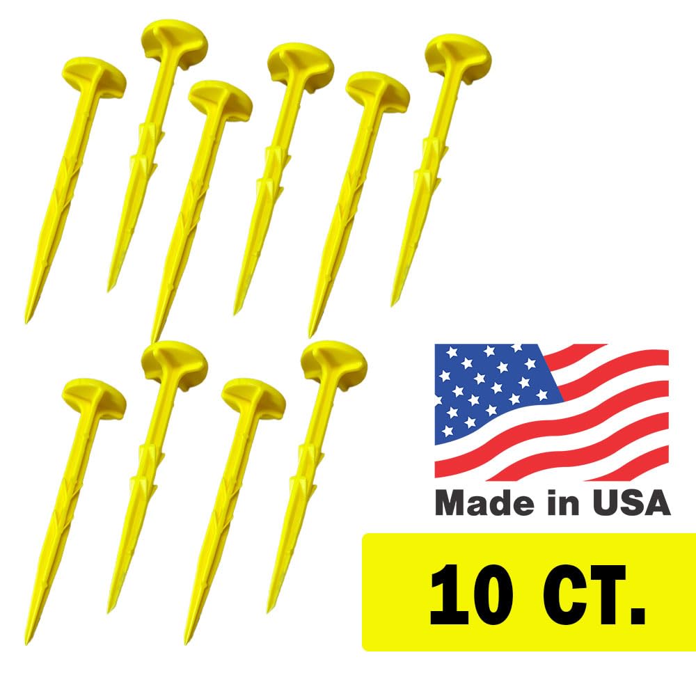 Low Profile Survey Stakes - High-Visibility - Survey Markers Boundary Markers Hi-Vis Garden Stakes (10-Pack (Yellow) Yellow