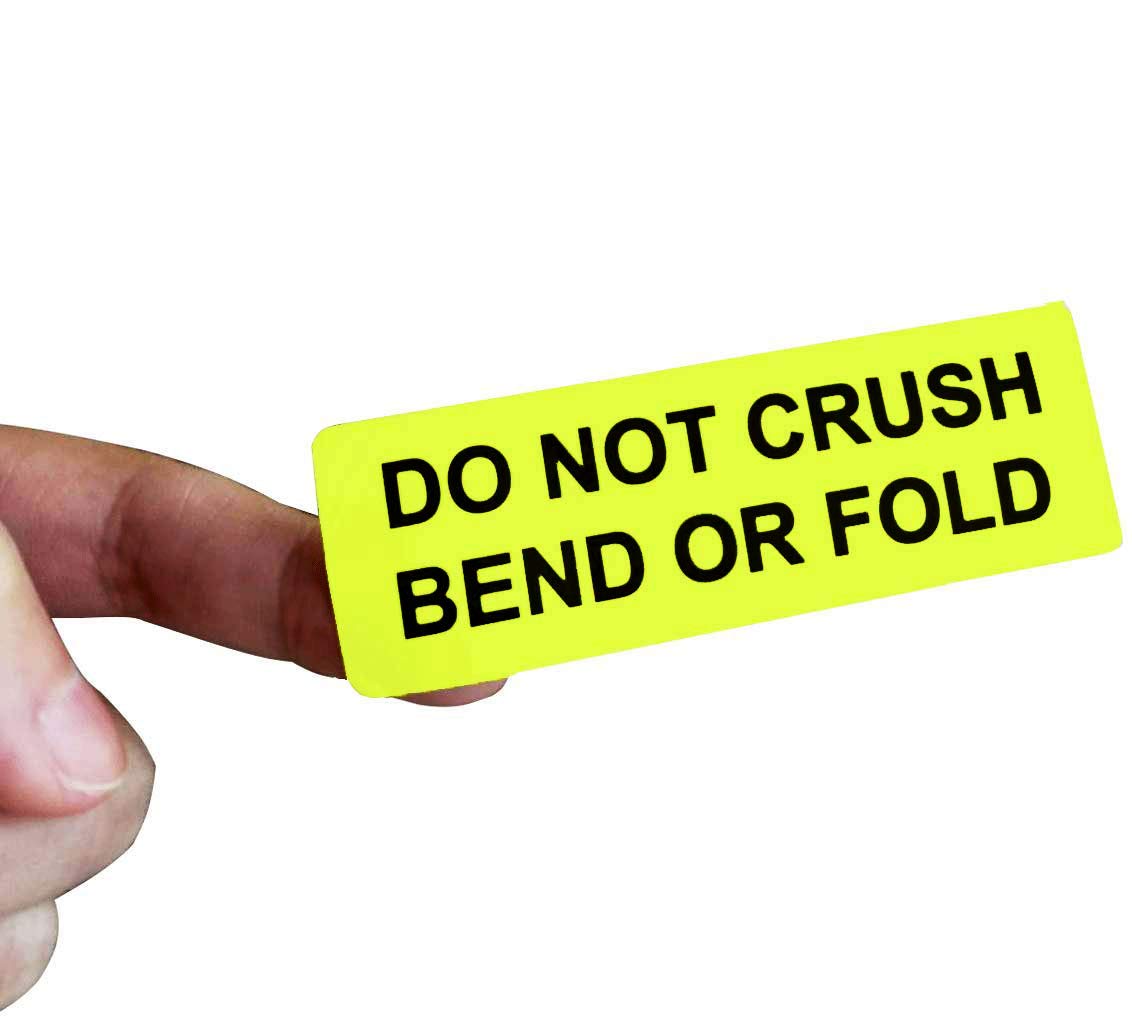 1 inch ×3 inch "DO NOT Crush Bend OR FOLD" Warning Shipping Stickers Self Adhesive Labels (Fluorescent Yellow 250 Stickers/Roll)