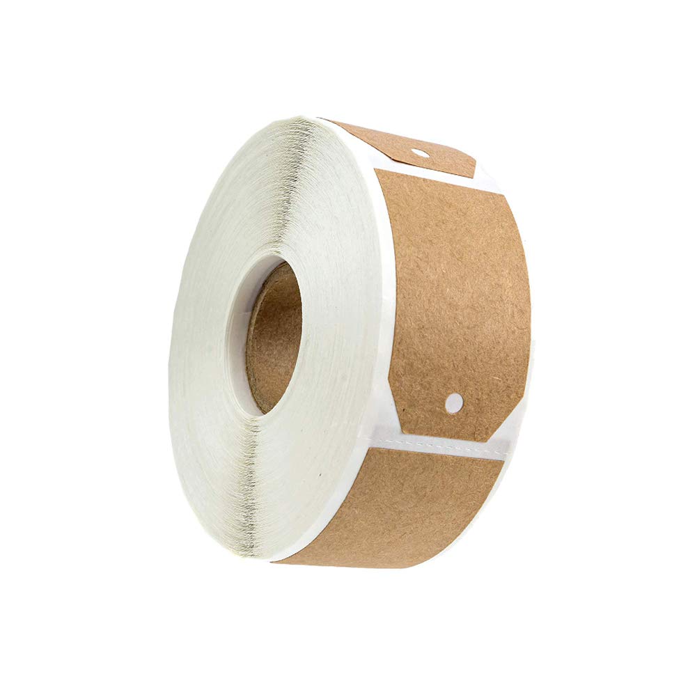 1 Roll Natural Brown Craft Gift Tag Stickers Blank Permanent Adhesive Kraft Label Stickers for Christmas Gifts Mason Jars Glass Bottles 300 Pieces Stickers per Roll 1.15" x 2"