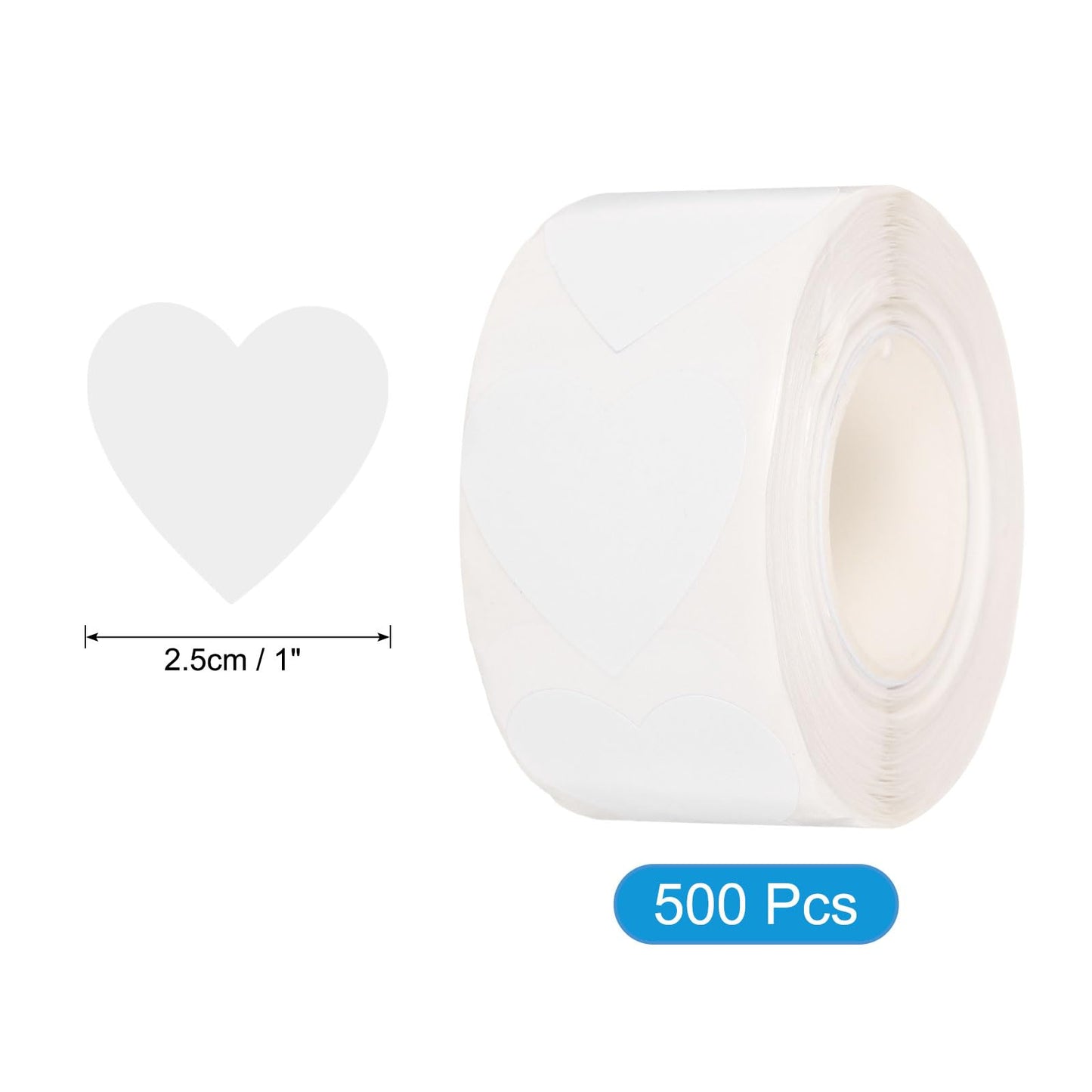 uxcell 500pcs White Heart Stickers 1 Inch Self-Adhesive Stickers Coding Label for DIY Crafts Homework, Office, Shop, Home, Classroom Marking