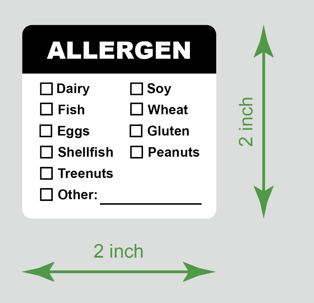 Allergen Warning Stickers Labels - 2x2 inch Food Rotation Labels Allergen Warning Label 300 PCS Adhesive Allergy Stickers