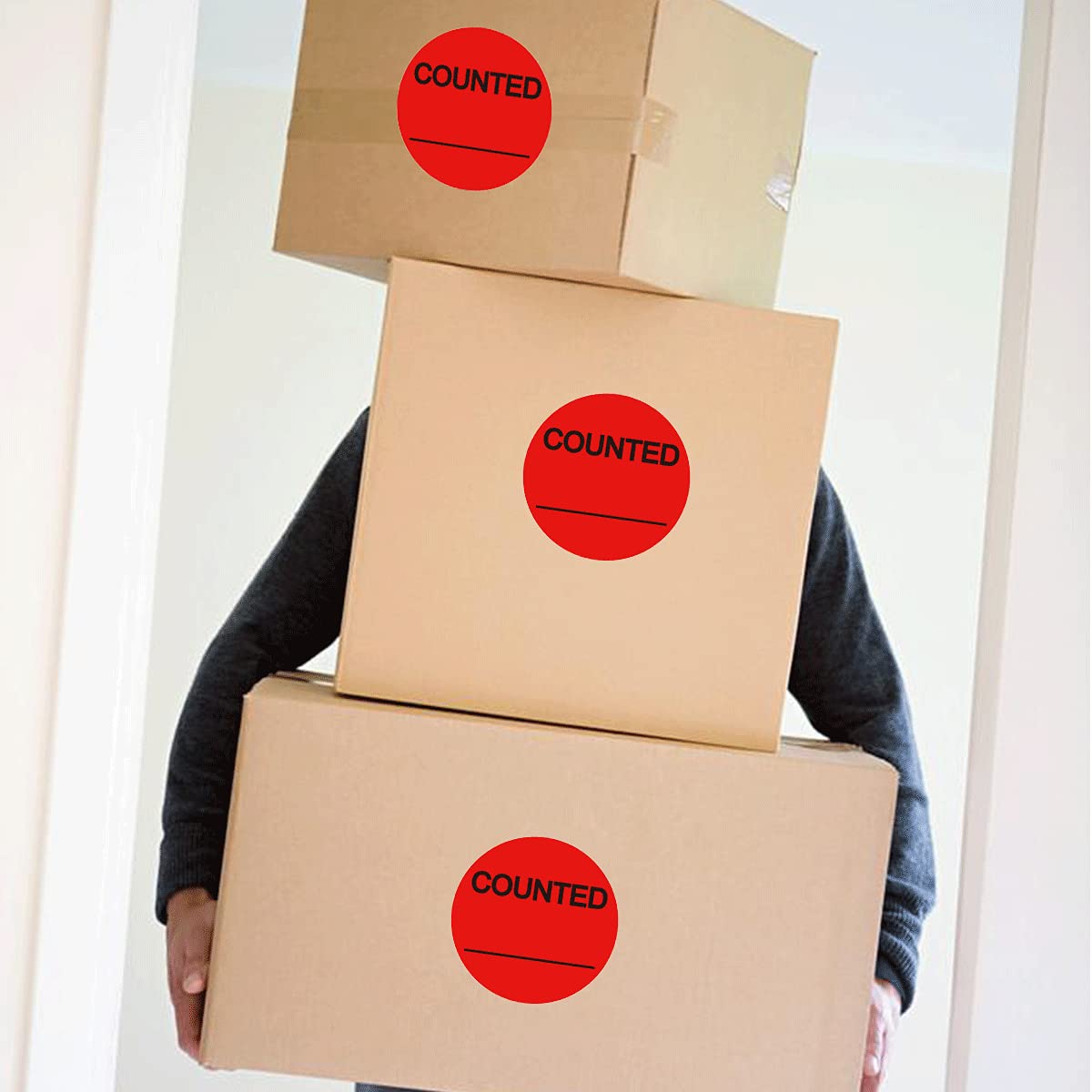 Round Stickers, 2 Inch Counted Labels for Shipping & Inventory Control, 500 Pcs Adhesive Labels, Writable Red 2 In