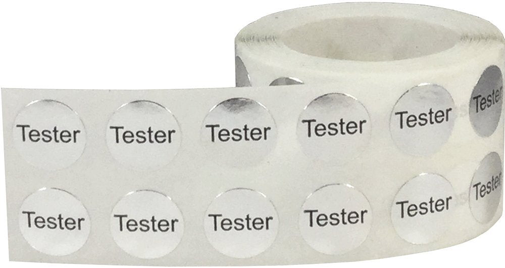 Round Tester Dot Adhesive Stickers, 1/2 Inch Round Labels, 1000 Stickers per Roll, Silver