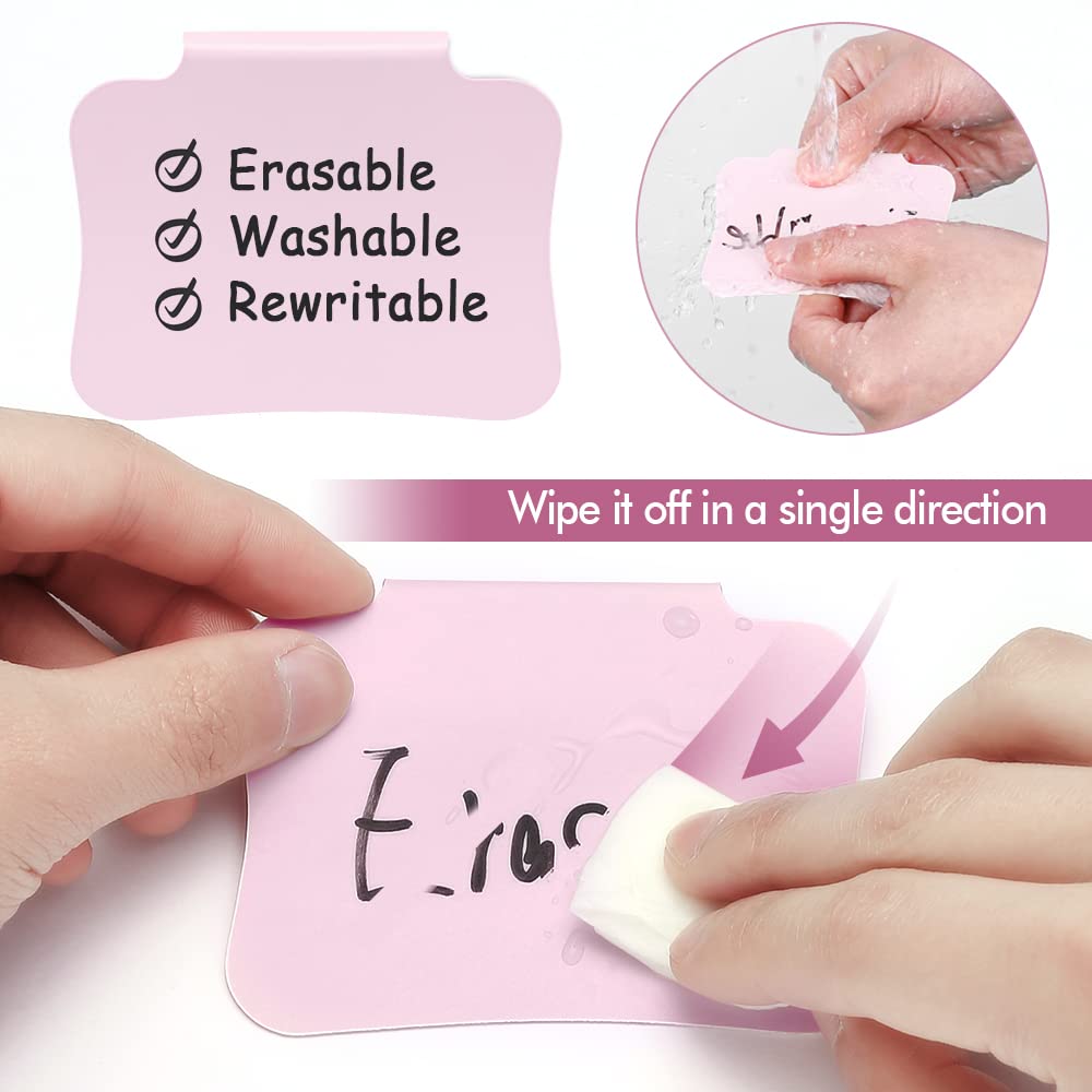 12PCS Basket Labels Clip On for Storage Bins, Removable & Erasable Bin Labels Clips On, Laundry Kitchen Pantry Labels for Organizing Baskets Cube Box (Pink) Pink-12pcs