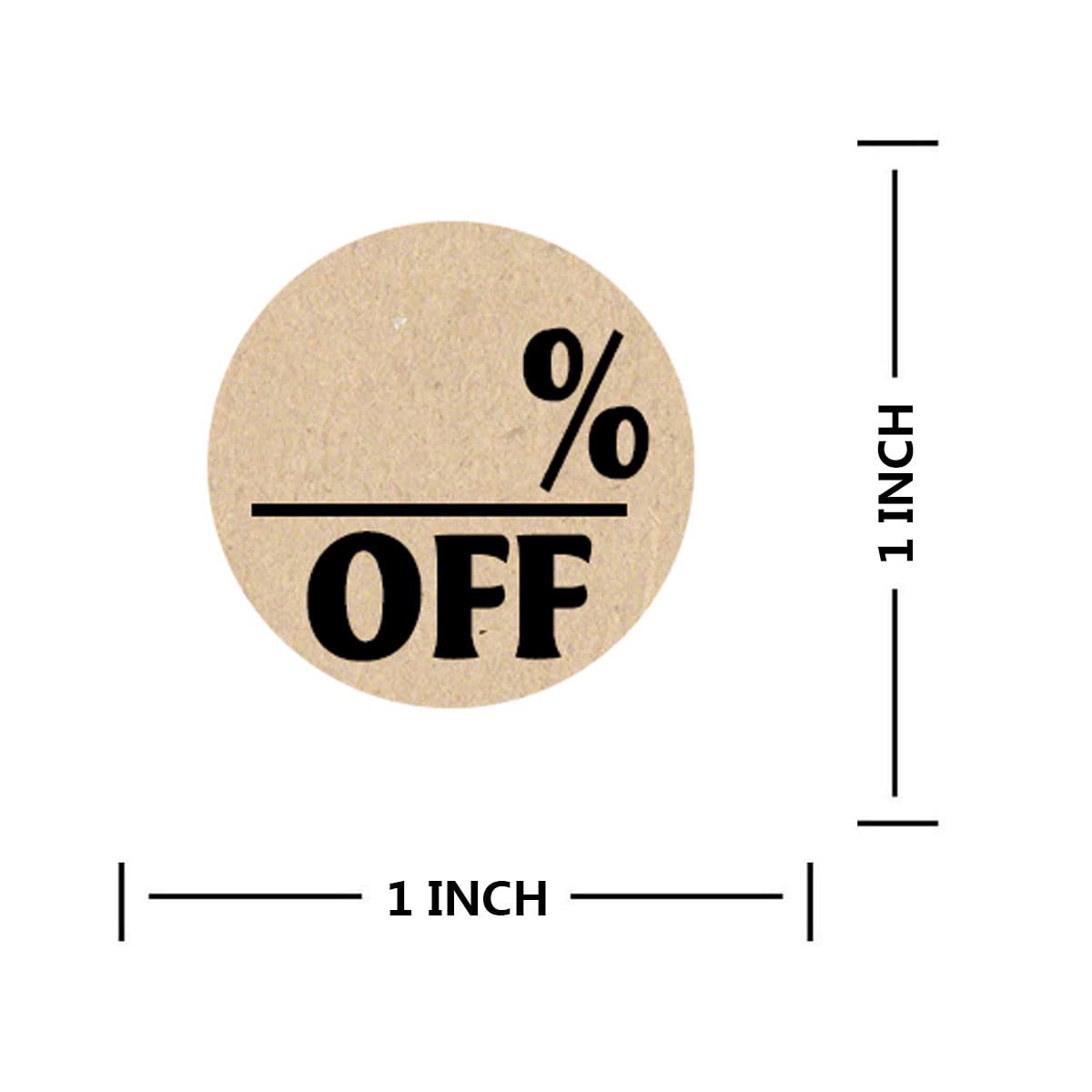 Natural Kraft Blank Off Price Stickers Labels, 1 Inch 10% Percent Off 50% Percent Off Stickers for Retail (510 Adhesive Circle Labels)