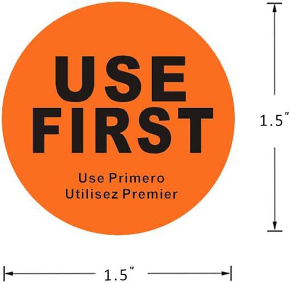 500PCS Use First Stickers Food Service, 1.5 Inch Small Circle Stickers Inventory Control Labels Restaurant Quality Food Labels Permanent Adhesive Dot Labels (Orange)