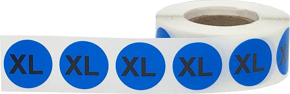 Blue Circle Extra Large XL Clothing Size Stickers for Retail Apparel 0.75 Inch 500 Total Adhesive Labels