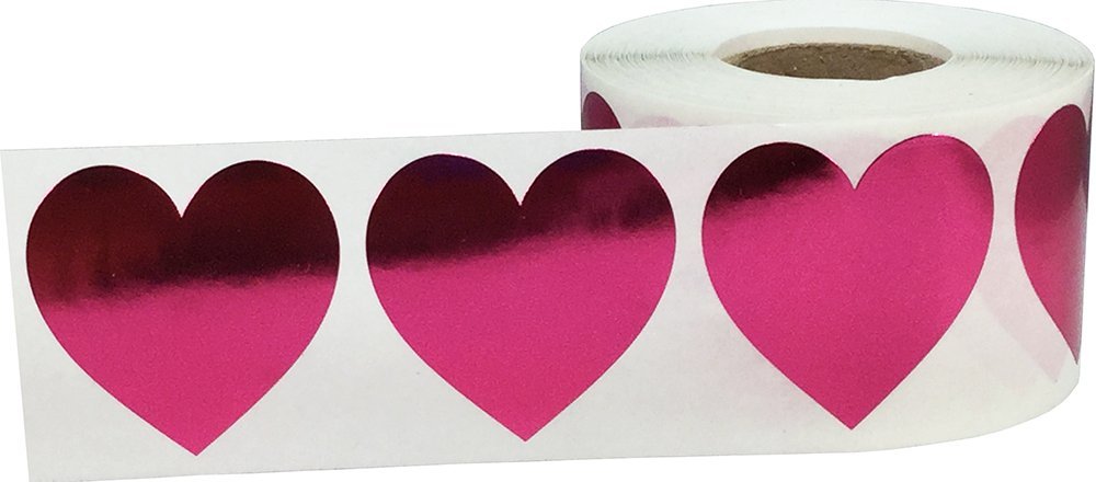 Metallic Rose Heart Stickers for Valentine's Day Crafting Scrapbooking 1 1/2 Inch 500 Adhesive Stickers