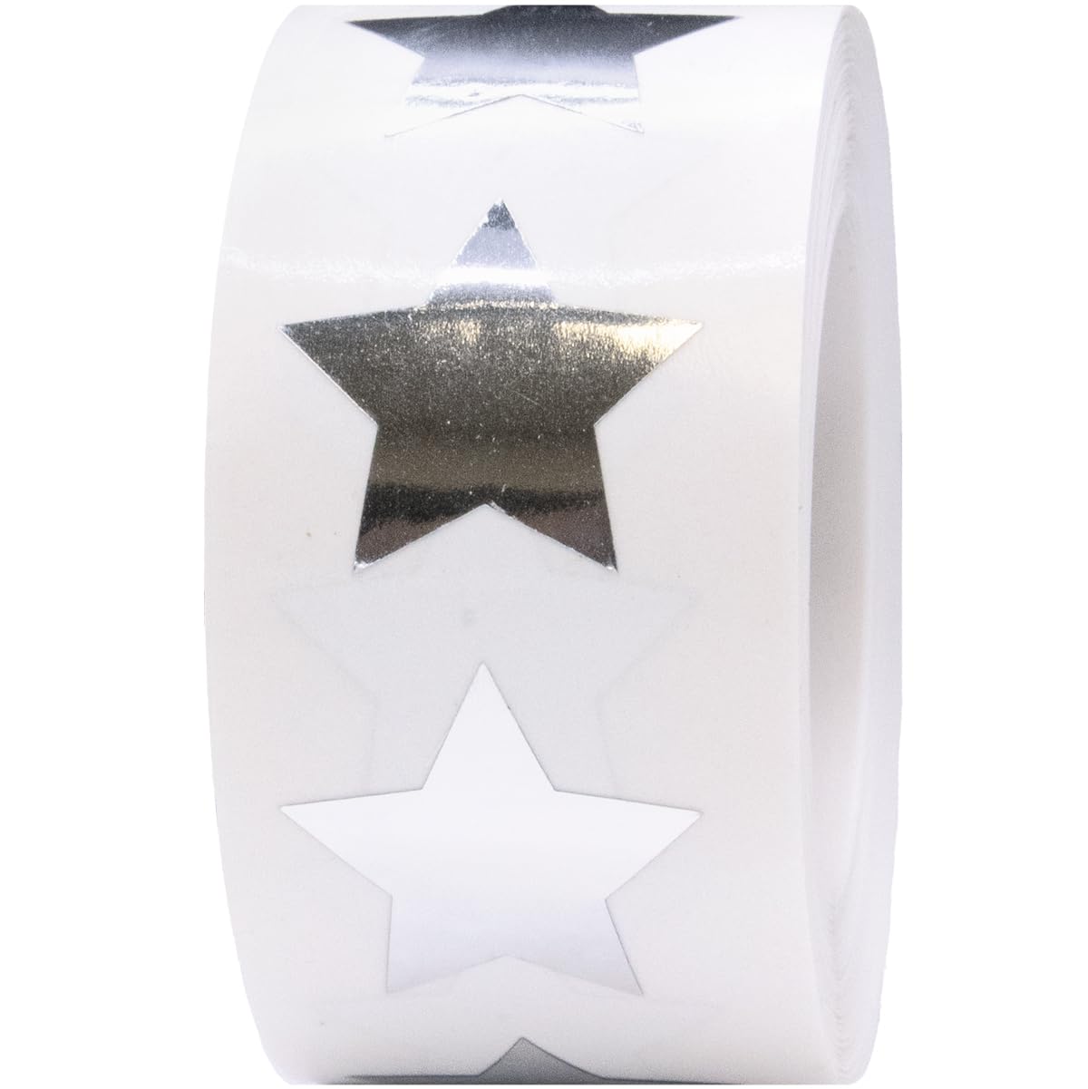 Metallic Silver Star Stickers, 3/4 Inch, 500 Metallic Plastic Labels per Roll - Perfect for Rewards, Decorations, and Crafts in Schools, Offices, and Home Use Metallic Silver