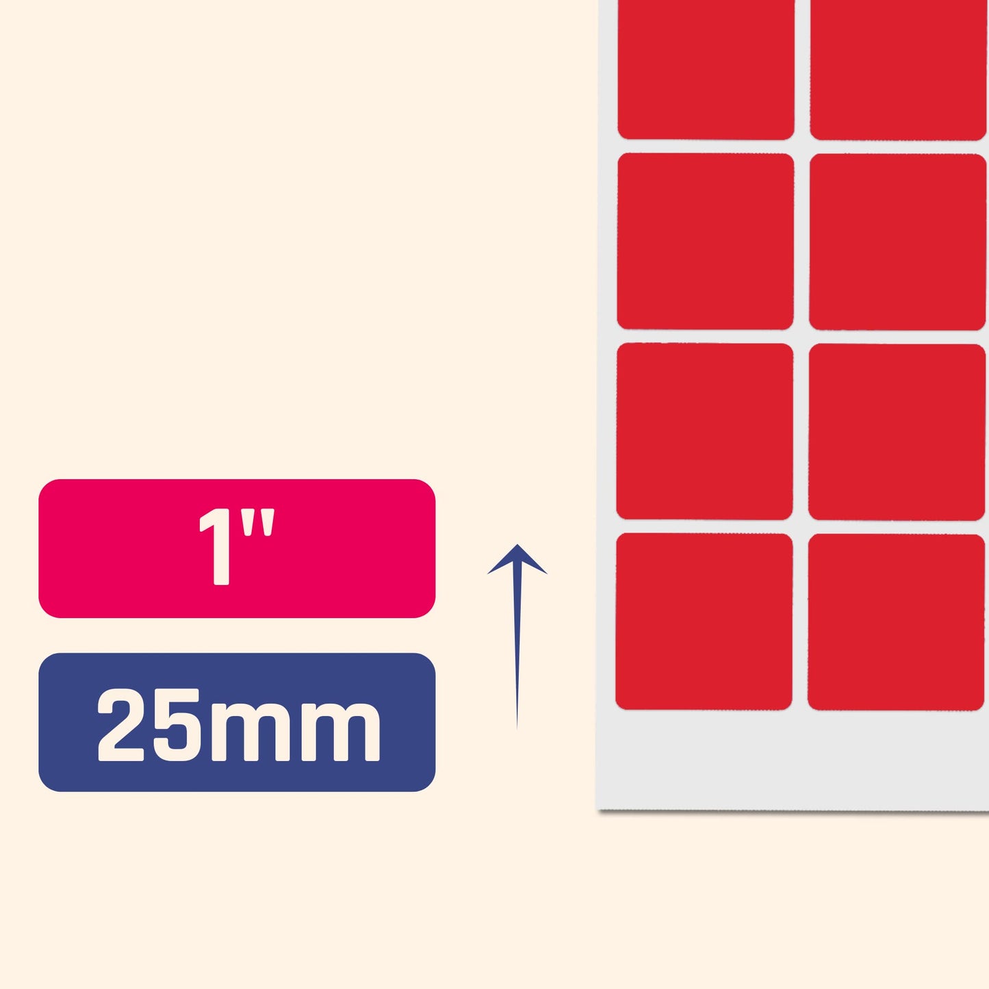 1200 Pieces, 1 inch - Colored Square Shape Stickers Labels - 10 Colors