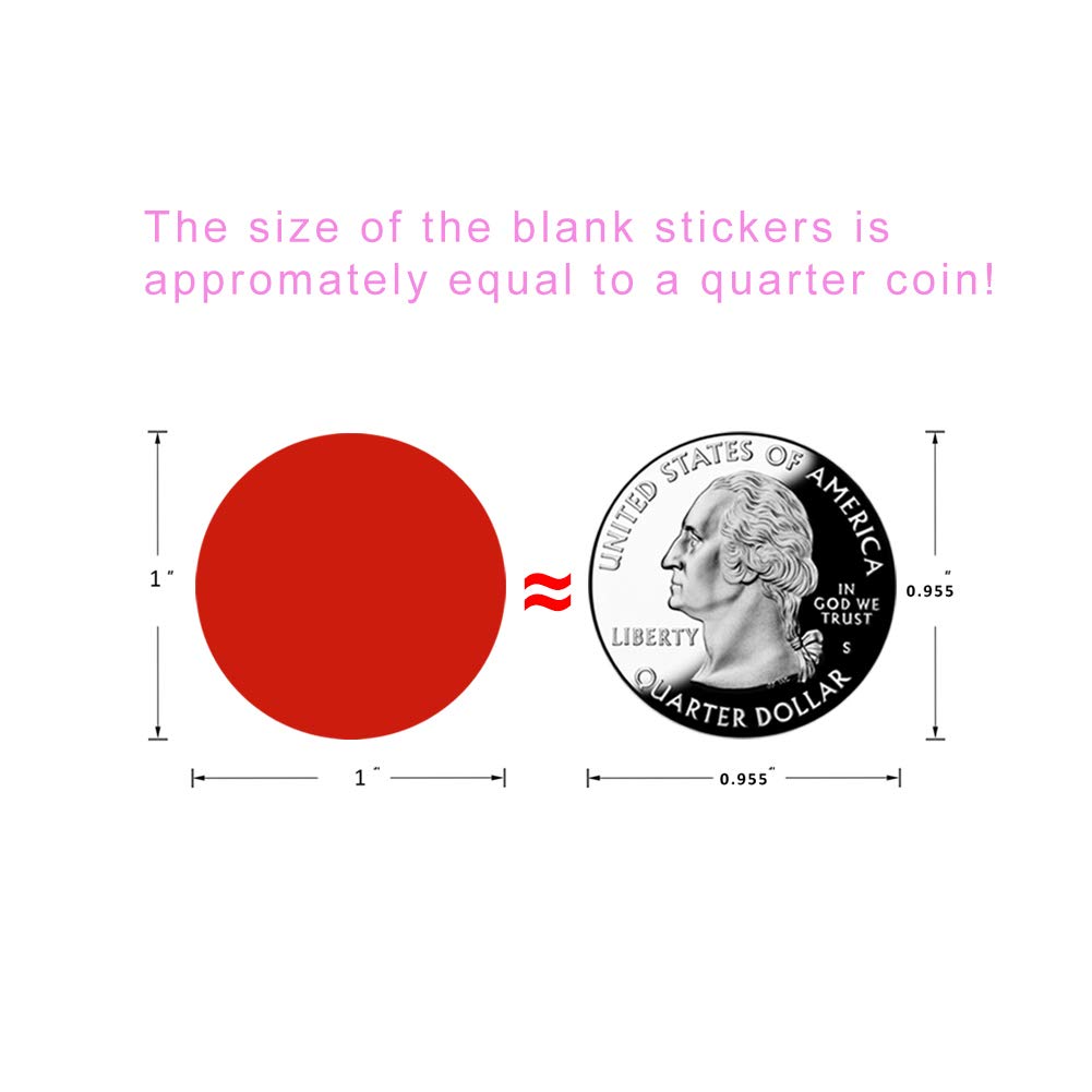 1 Inch Color Coding Labels - 1000 Pieces, Garage Sale & Yard Sale Stickers, Round Permanent Adhesive Dots, Glossy Writable Paper Labels Red