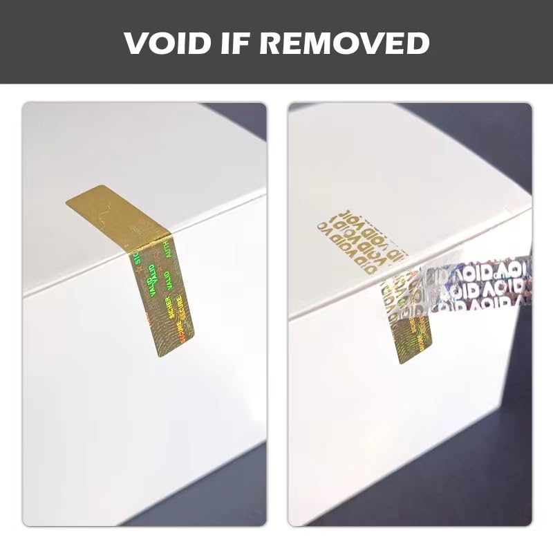 2x0.4inch Holographic Warranty Void Labels, Tamper Proof Evident Sticker, Genuine Authentic Security Seal(320,Gold Gold1-320pcs