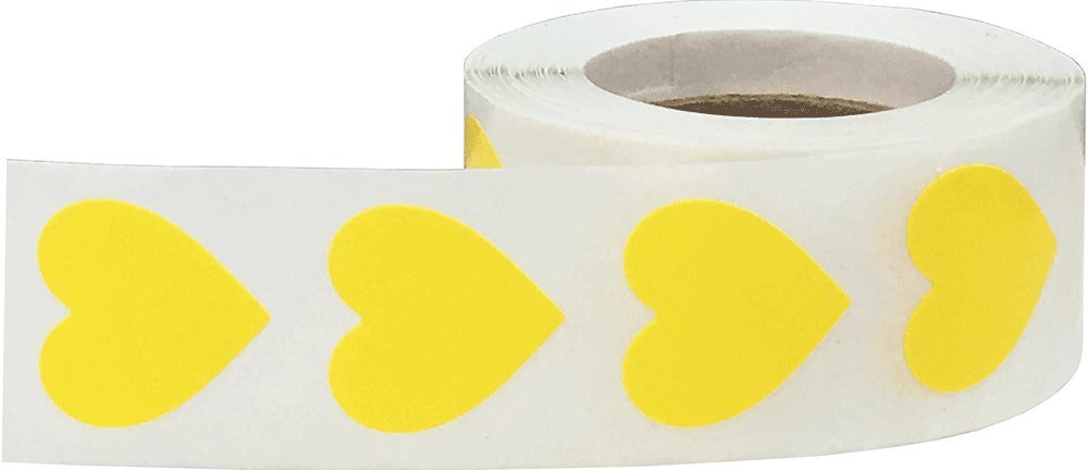 Yellow Heart Stickers Valentine's Day Crafting Scrapbooking 0.75 Inch 500 Adhesive Stickers Yellow