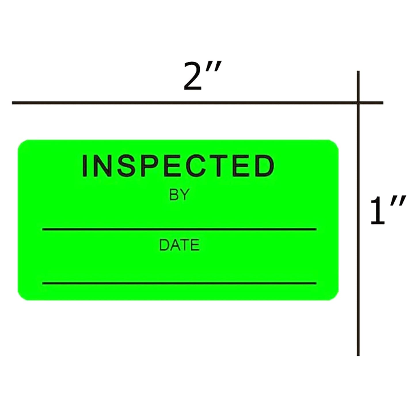 1 X 2 Inch Inspected by Rectangle Labels - Quality Control Inventory Labels 500 Green Label Fluorescent Square Adhesive Stickers for Handling Shipping Warehouse Inventory/Quality Control Organization 1 x 2 inch