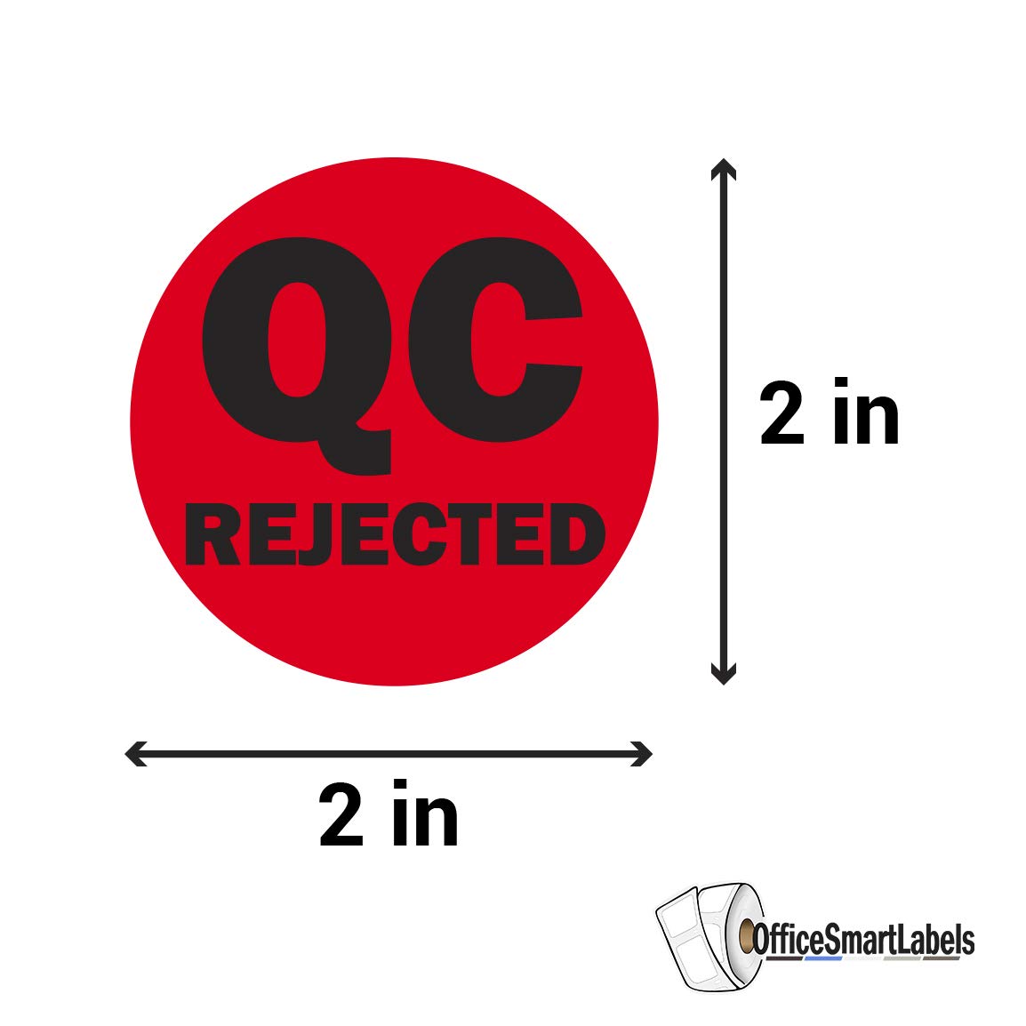 QC Rejected Label Stickers - 2 Inch Round Circle Dot in Vibrant Red Color Coding for Inventory Quality Control Production Line Warehouse Inventory Management Inspection Stickers - 300 Labels per Roll Qc Rejected 1 Roll