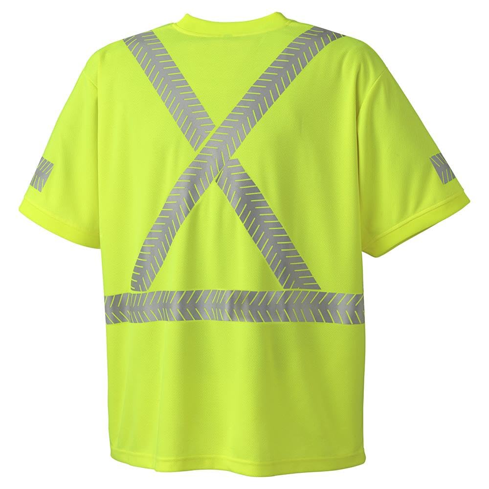 Pioneer Hi Vis Safety T-Shirt for Men - Lightweight Cool Pass Fabric - UPF 50+ Sun Protection - Reflective Tape - Yellow/Green 4X-Large