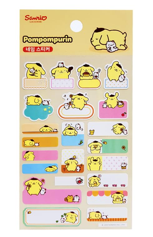 Pompompurin's Officially Licensed Name Stickers for Labeling Items - 2 Sheets - 44 Stickers