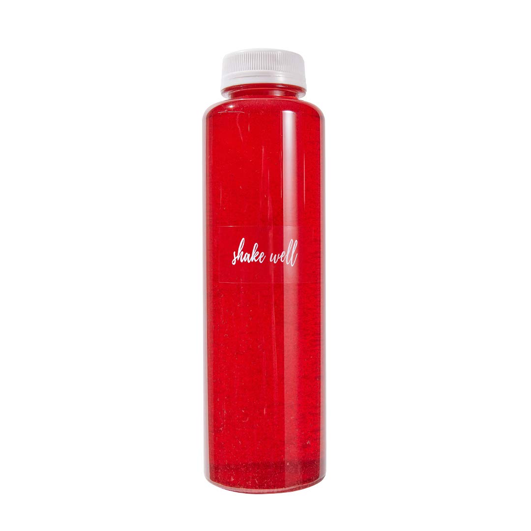 Restaurantware Label Tek 1.9 x 1 Inch Shake Well Juice Bottle Labels 100 Water-Resistant Labels For Bottles - Self-Adhesive Clear With White Font Plastic Bottle Stickers For Drink Pouches