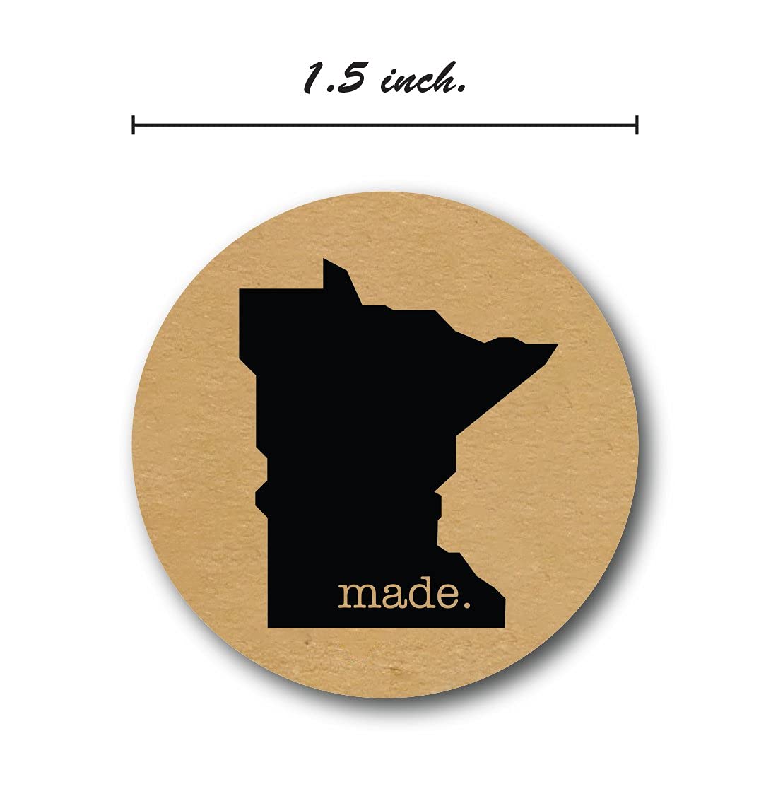 Minnesota Made Stickers / 500 Brown Kraft Made in Minnesota Labels / 1.5" MN State Made Craft Project Seals