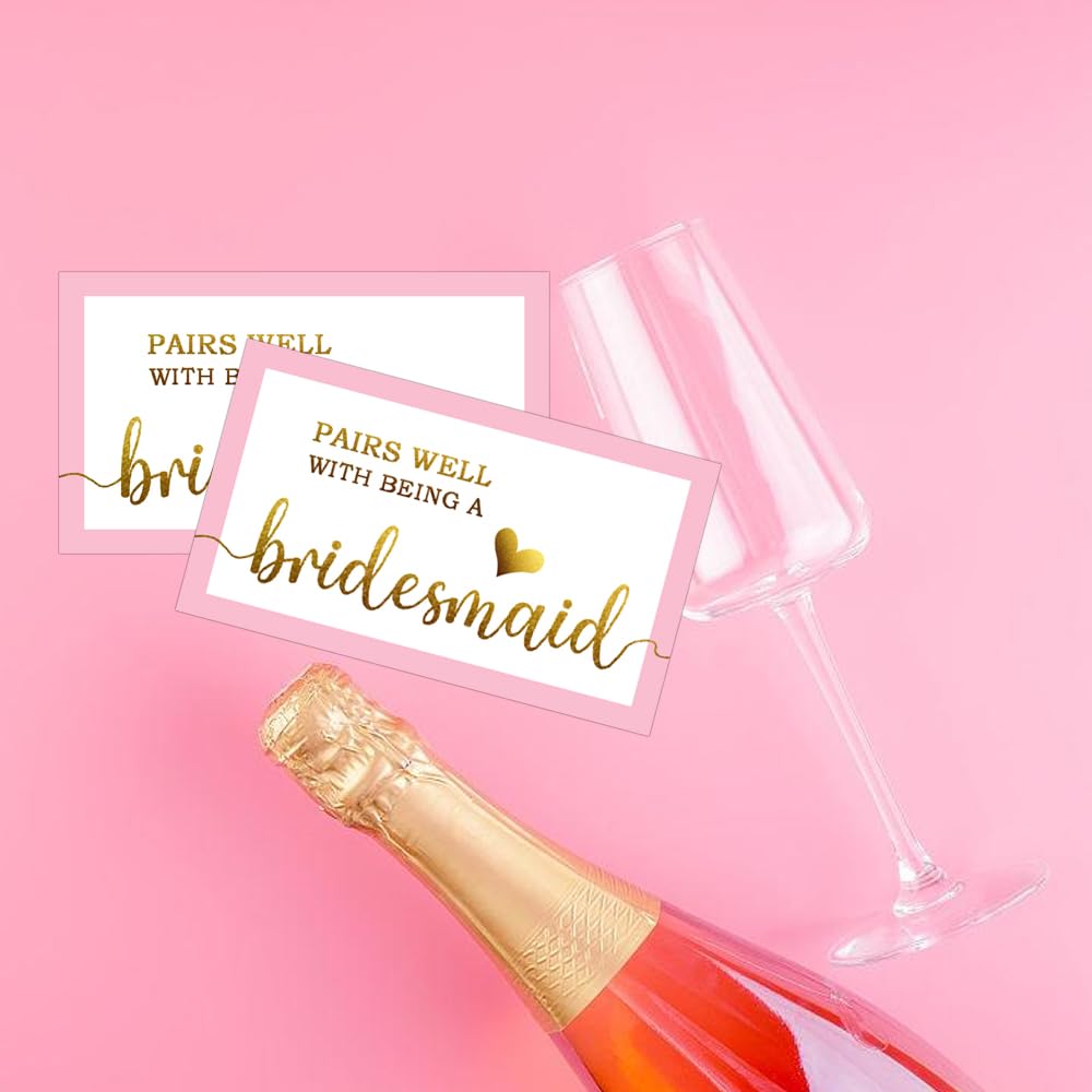 Pairs Well with Being a Bridesmaid Proposal Stickers,3.5x2 inch Mini Champagne Bottle Labels,60 Pcs Per Pack