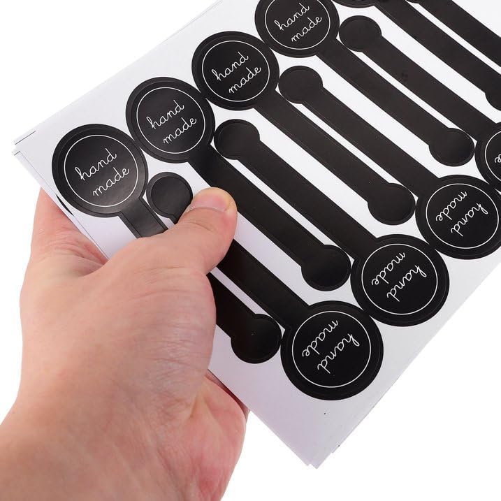 300pcs Black Self-Adhesive Handmade Food Baking Long Label Seal Stickers,Stickers for Pastry Bags Lollipops Candy Cake Sweat Bread Labels and Stickers,Kitchen Utensils and Gadgets